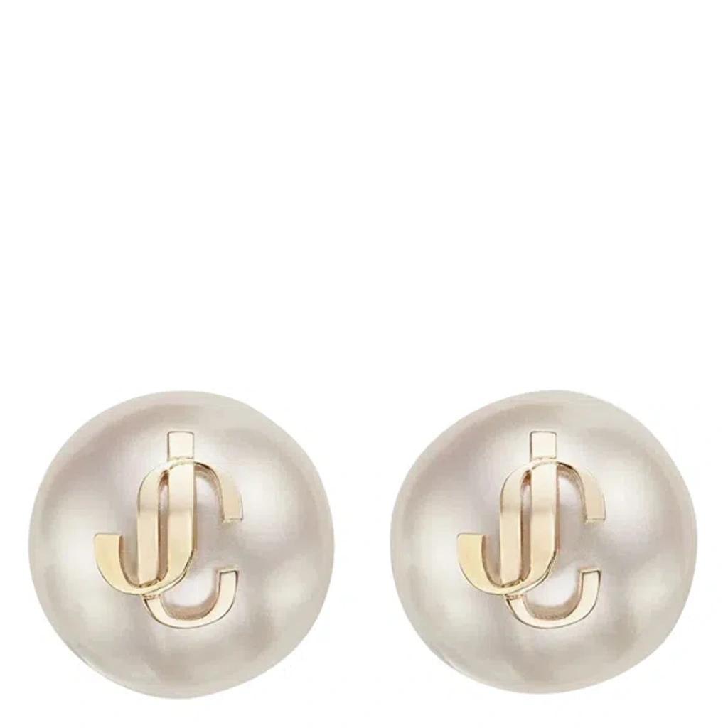 JIMMY CHOO Gold-finish Metal Jc Pearl Stud Earrings Accessories In White Product Image