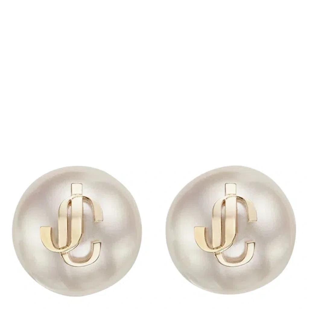 JIMMY CHOO Gold-finish Metal Jc Pearl Stud Earrings Accessories In White Product Image