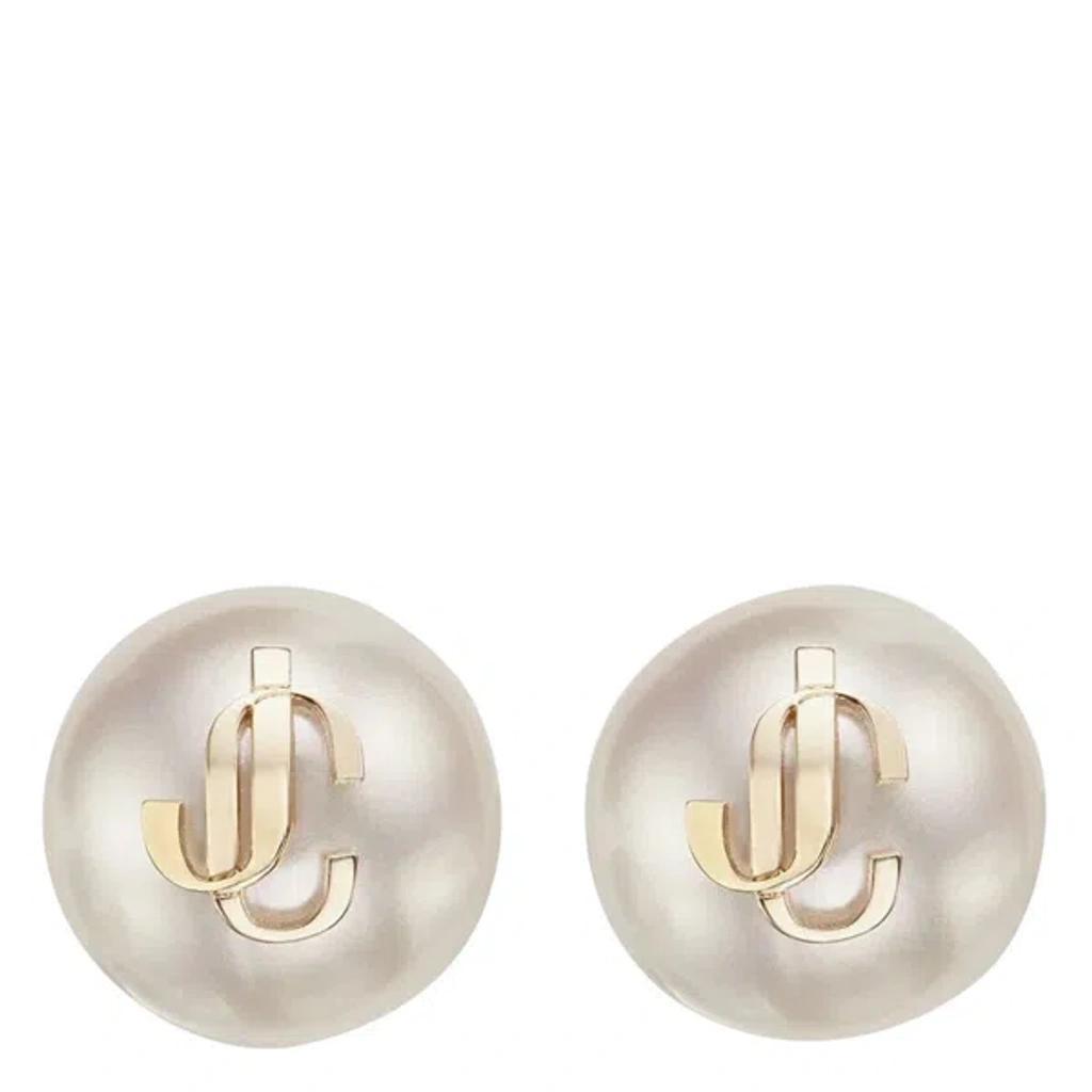 JIMMY CHOO Gold-finish Metal Jc Pearl Stud Earrings Accessories In White Product Image