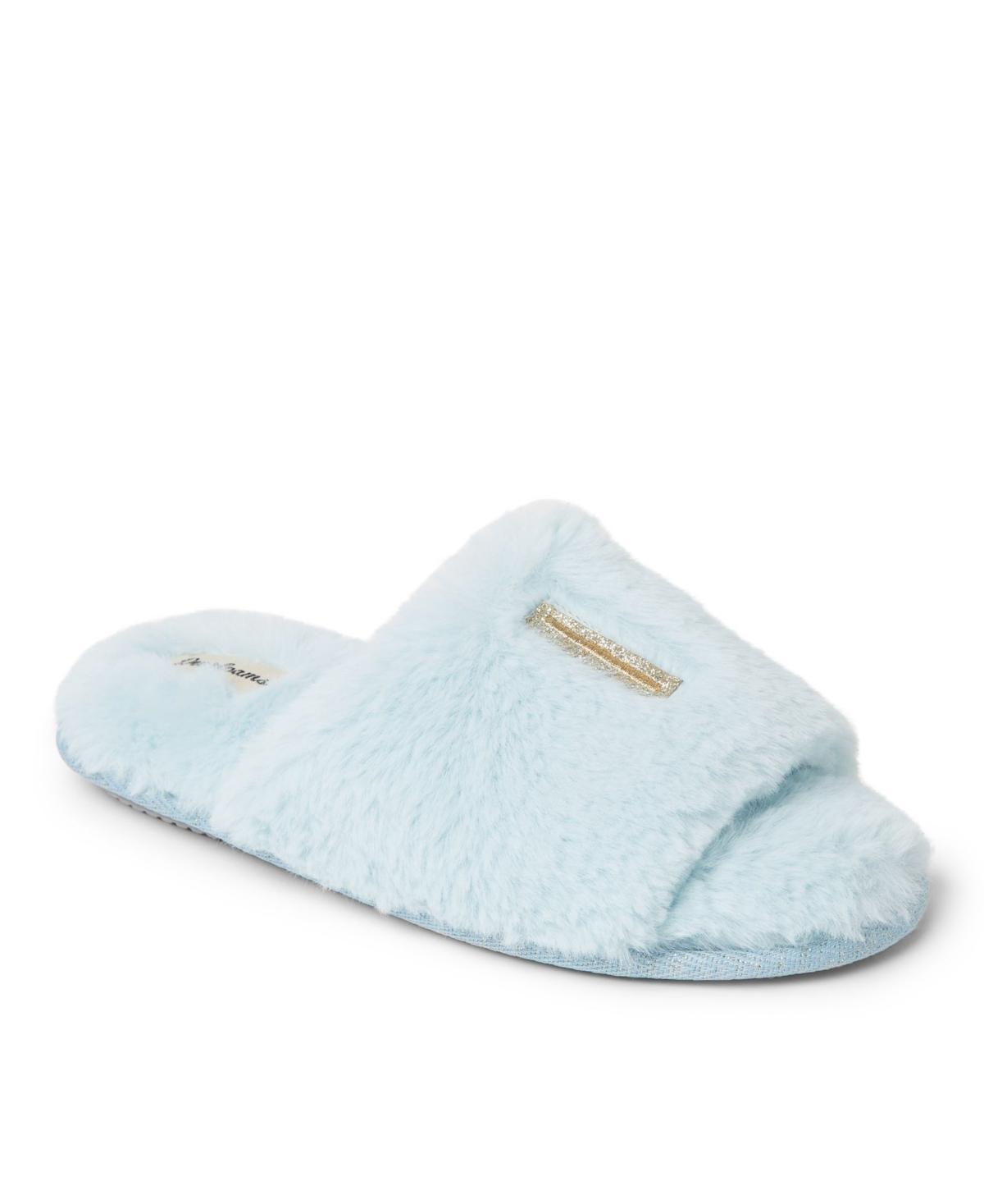 Dearfoams "I Do" Faux-Fur Bridal Women's Slide Slippers, Size: Small, I Do Blue Product Image