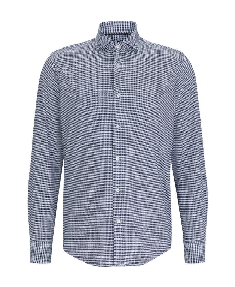 HUGO BOSS Grid-pattern Long-sleeve Shirt In Gray Product Image