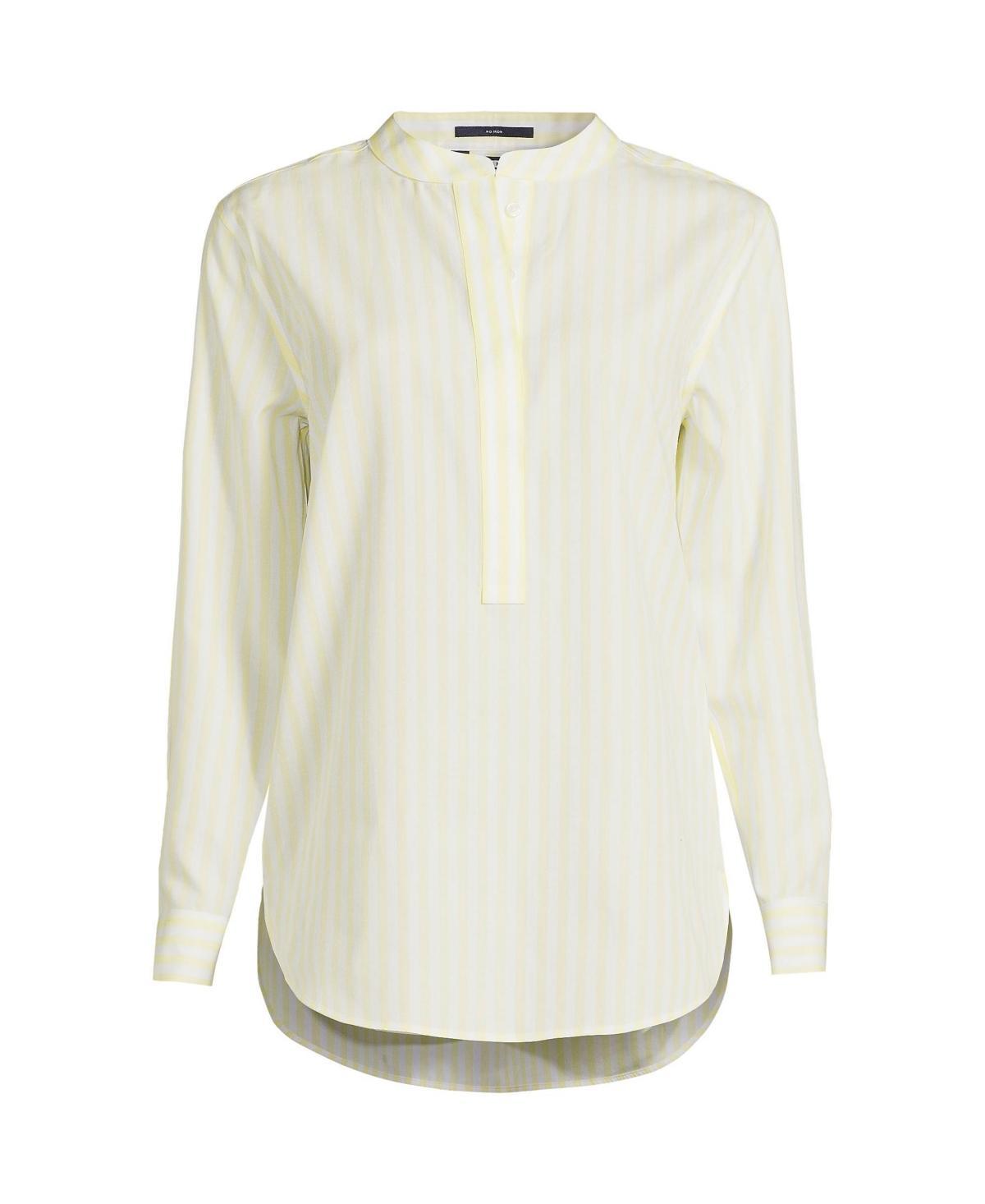 Women's Lands' End No Iron Long Sleeve Banded Collar Popover Shirt, Size: Medium, Multi Line Stripe Product Image
