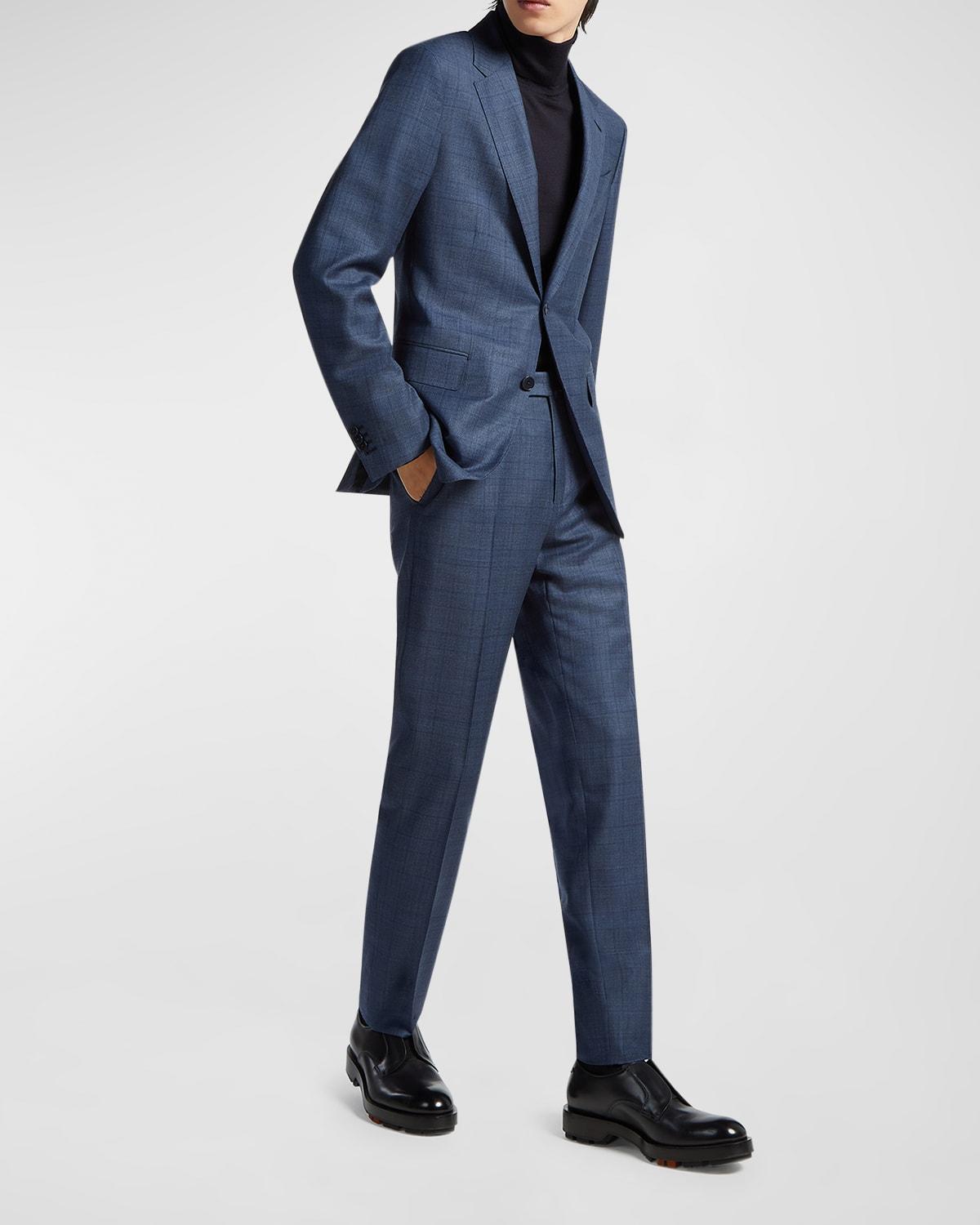 Men's Tonal Plaid Wool Suit Product Image