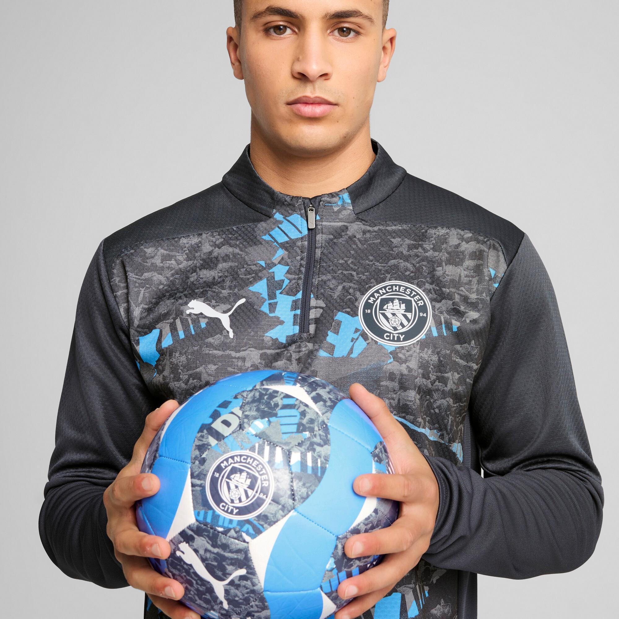 PUMA Manchester City Pre-Match Men's Quarter-Zip Top in Grey Product Image