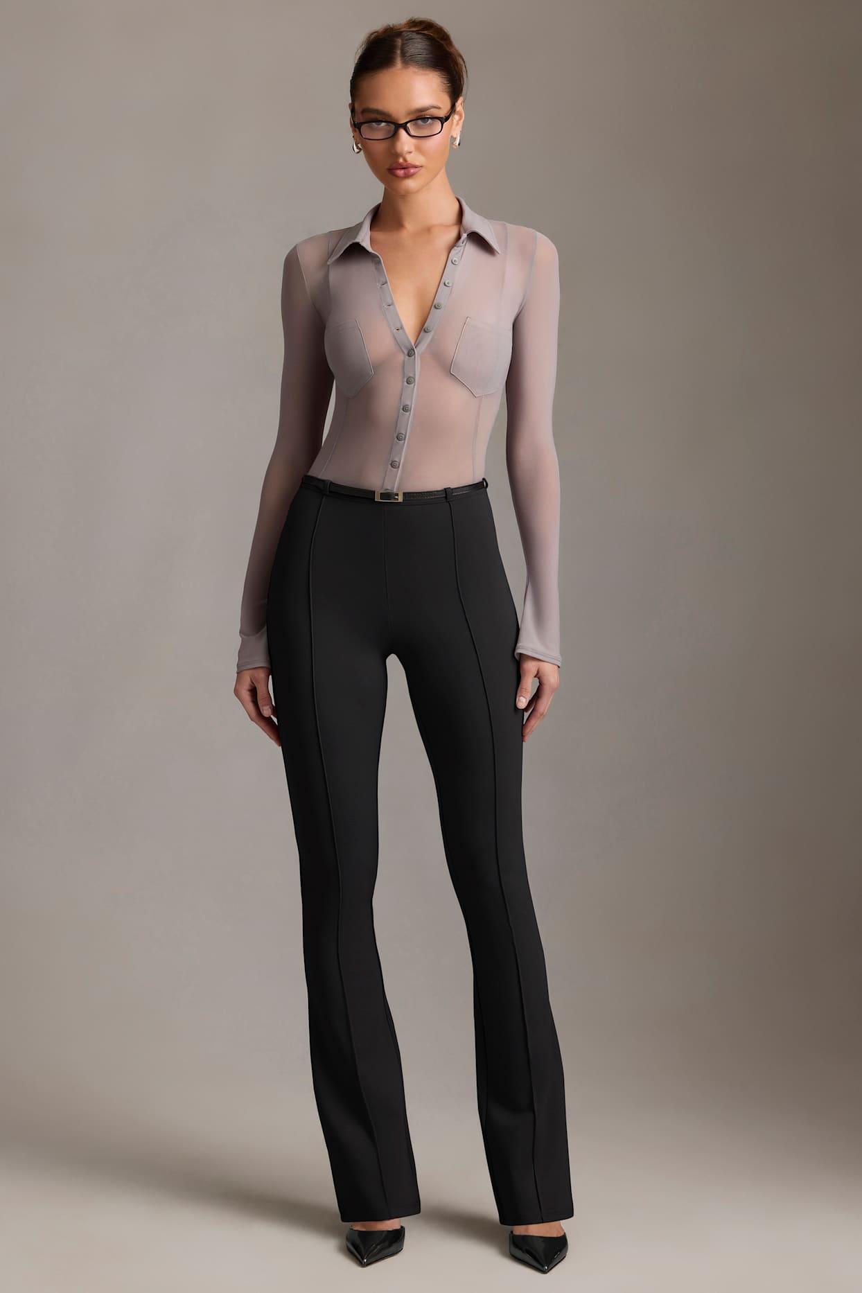 Low-Rise Flared Trousers in Black Product Image