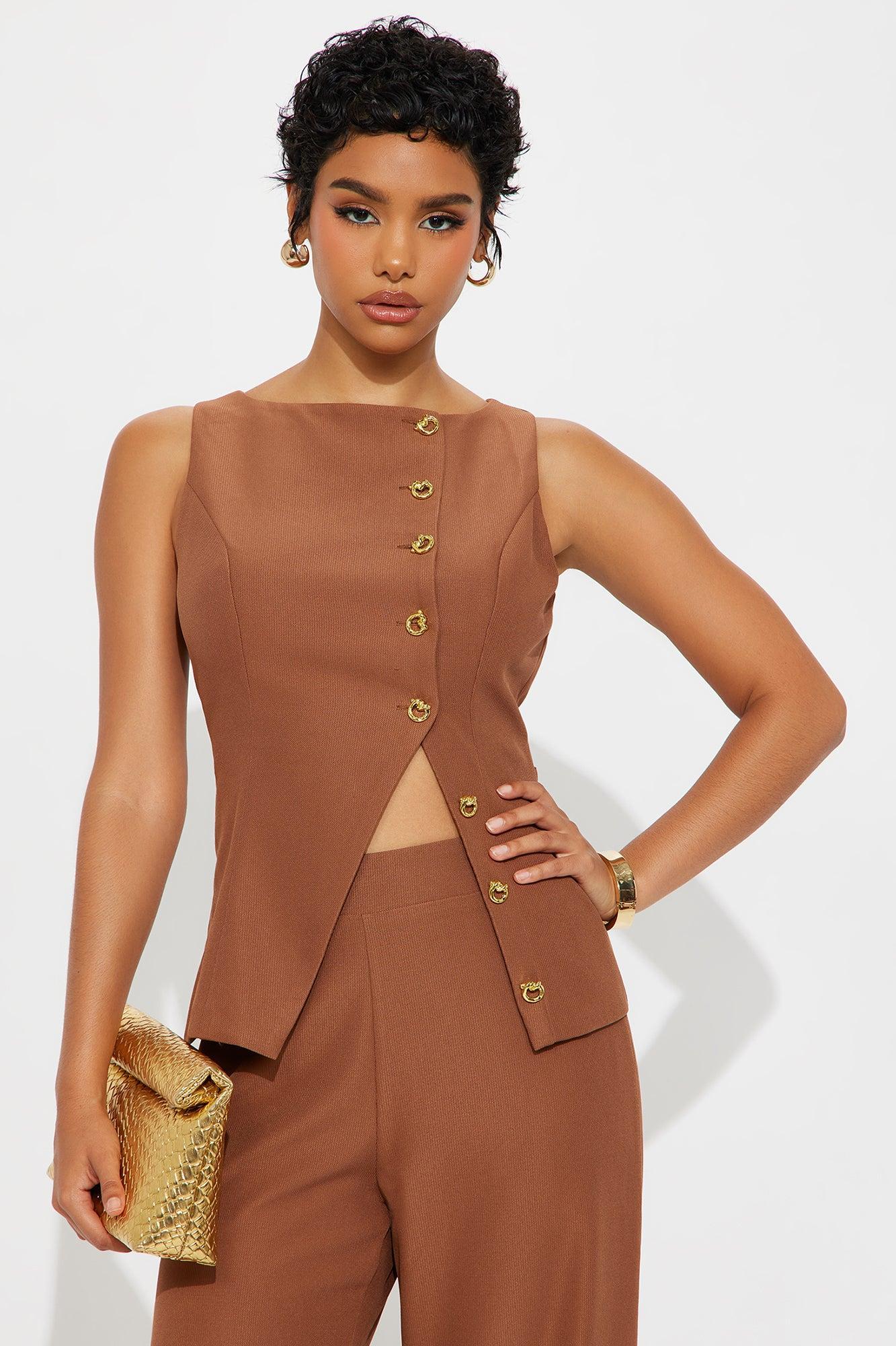 Coline Vest Pant Set - Mocha Product Image