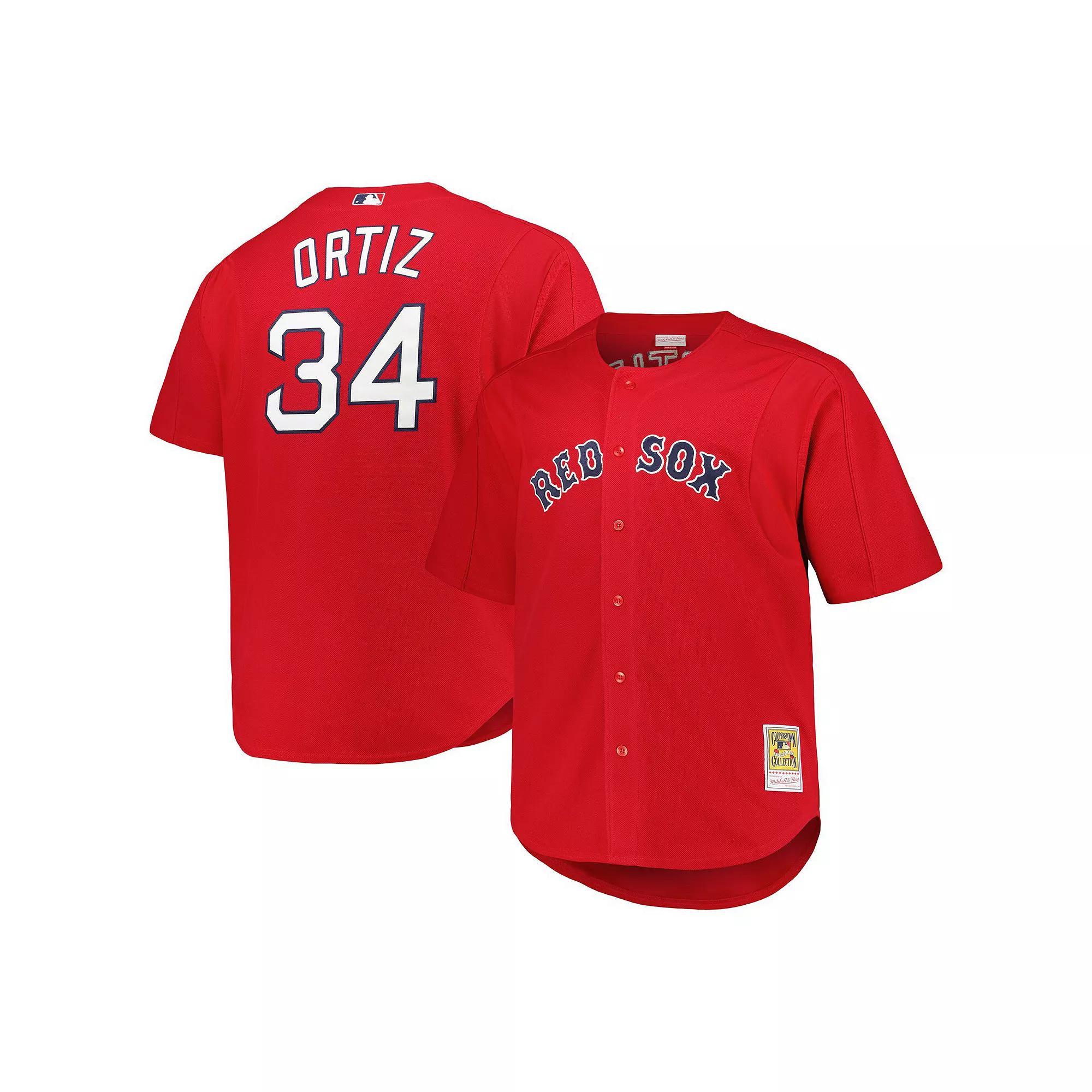 Mens Mitchell & Ness David Ortiz Boston Sox Big & Tall Cooperstown Collection Batting Practice Replica Jersey Product Image