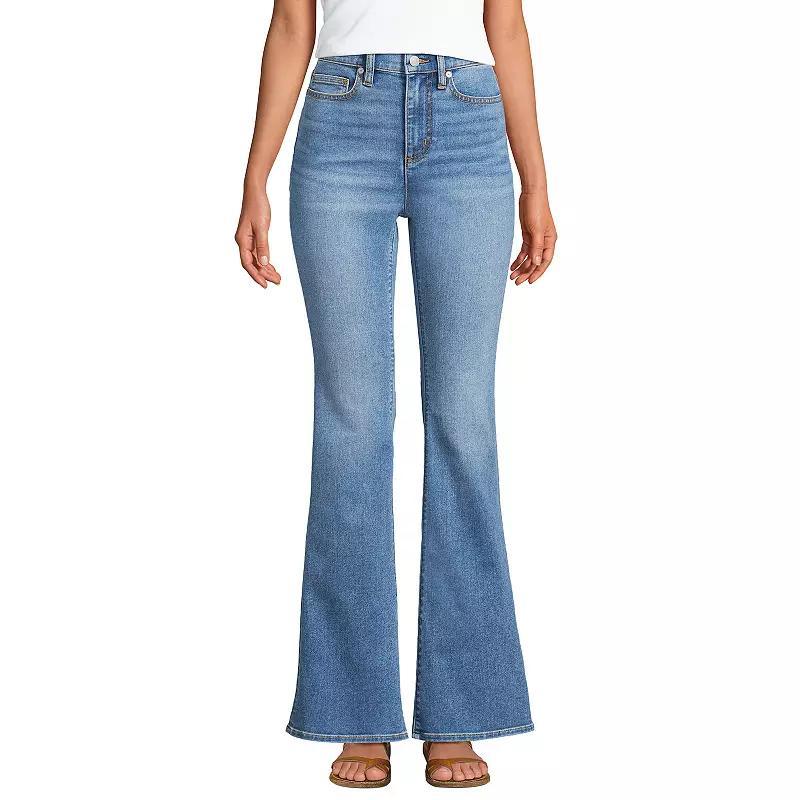 Womens Lands End Recover Denim HR Skinny Flare Jeans Blue Tide Blue Product Image