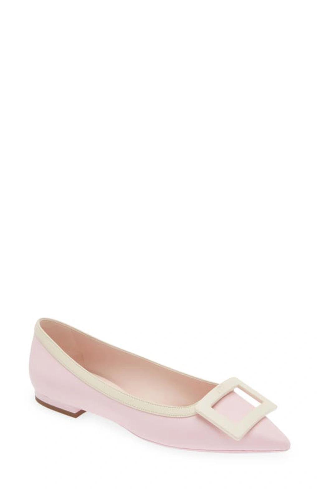 ROGER VIVIER 10mm Gommettine Leather Ballerina Flats In Pink Product Image
