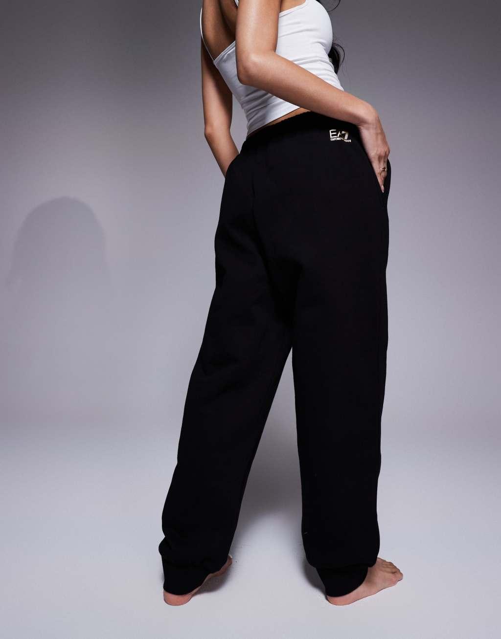 Armani EA7 gold logo sweatpants in black - part of a set Product Image
