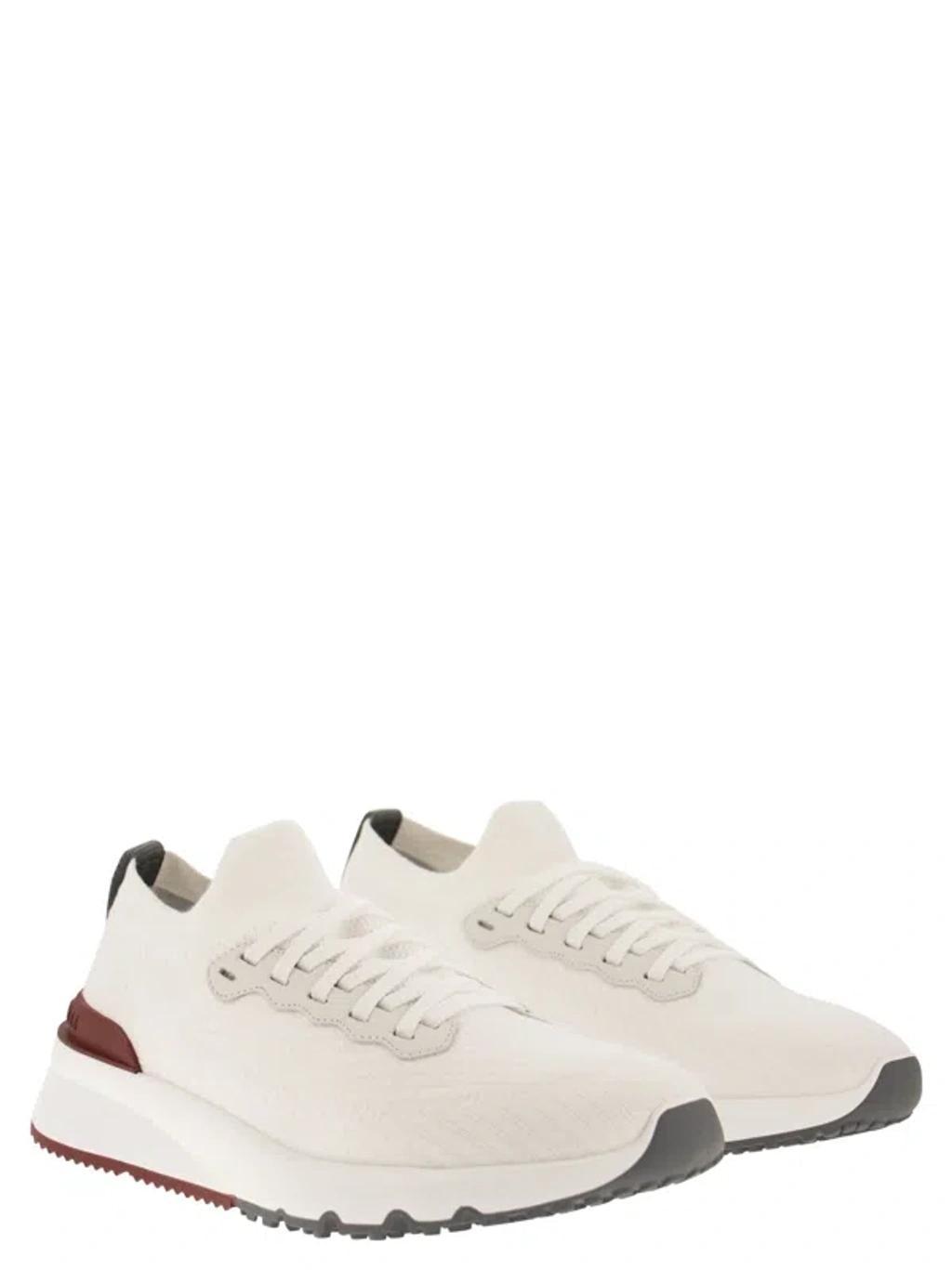 BRUNELLO CUCINELLI Cotton Knit Runners In White Product Image