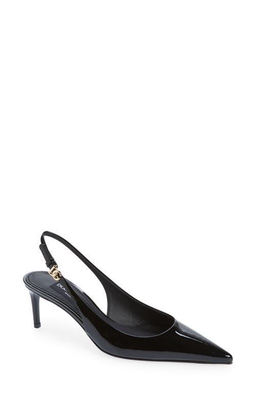 Dolce & Gabbana Womens Glossy Pointed Toe Slingback Pumps Product Image