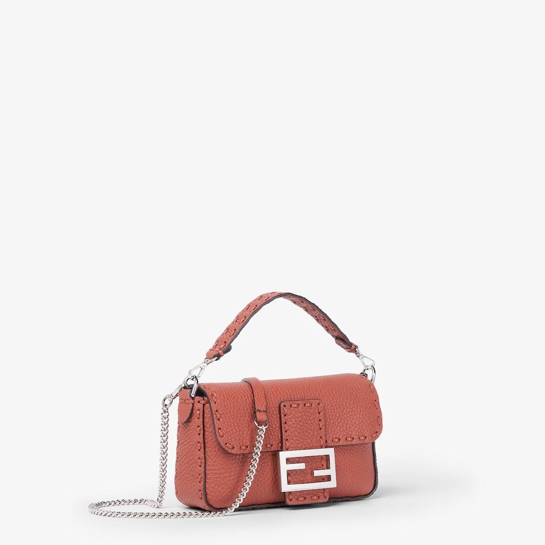 Baguette MiniSienna brown Selleria bag with 309 hand-sewn topstitches Product Image