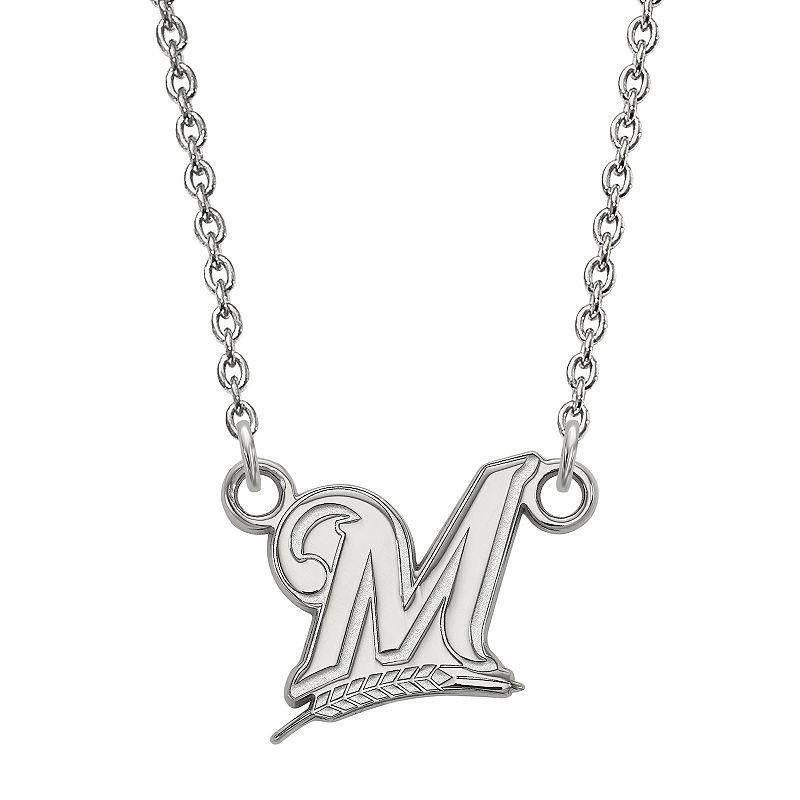 LogoArt Milwaukee Brewers Sterling Silver Small Pendant Necklace, Women's, Size: 18 mm, Gold Tone Product Image