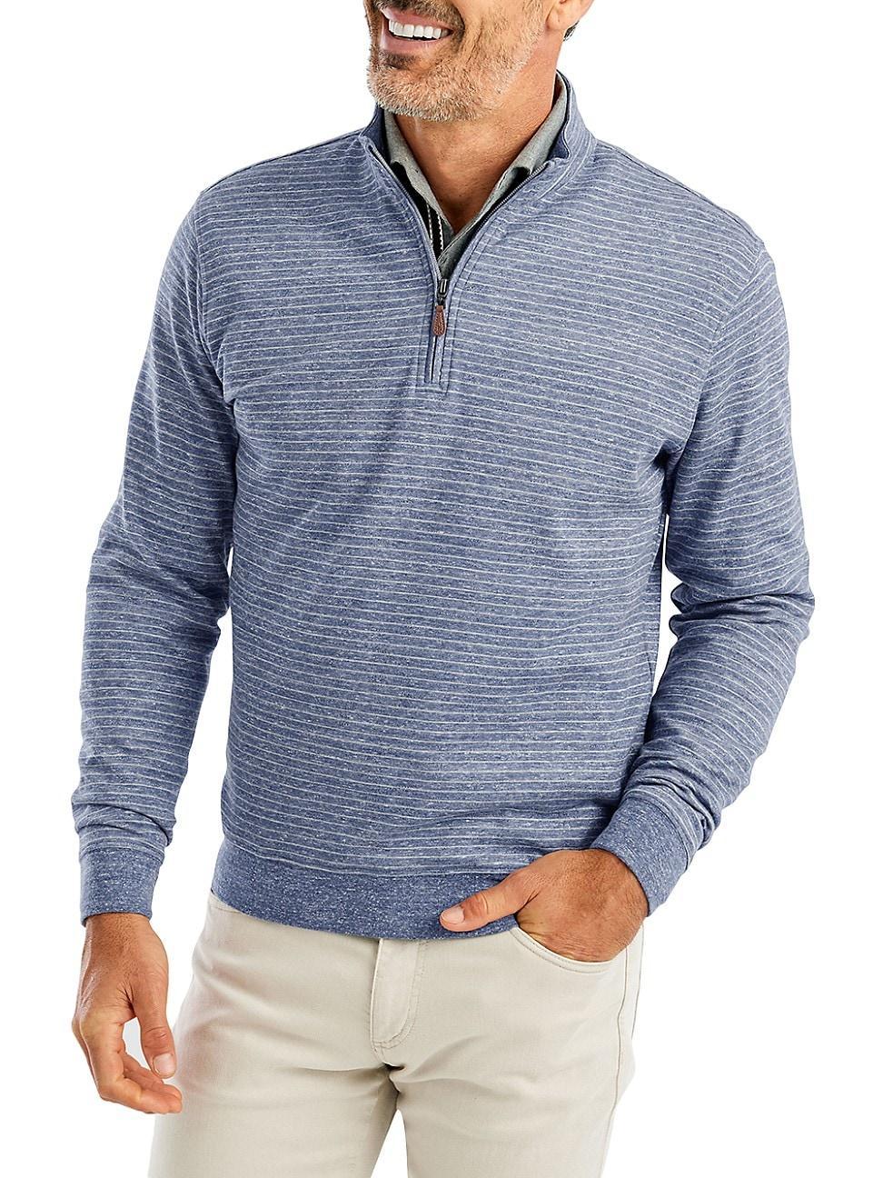 johnnie-O Skiles Performance 1/4 Zip (Indigo) Men's Clothing Product Image