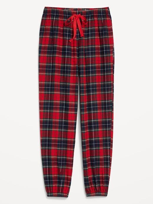 High-Waisted Flannel Pajama Joggers for Women Product Image