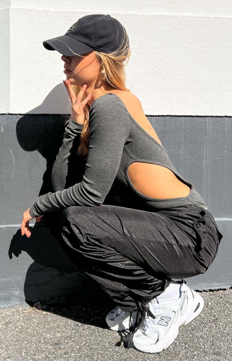 Elena Grey Long Sleeve Bodysuit Product Image