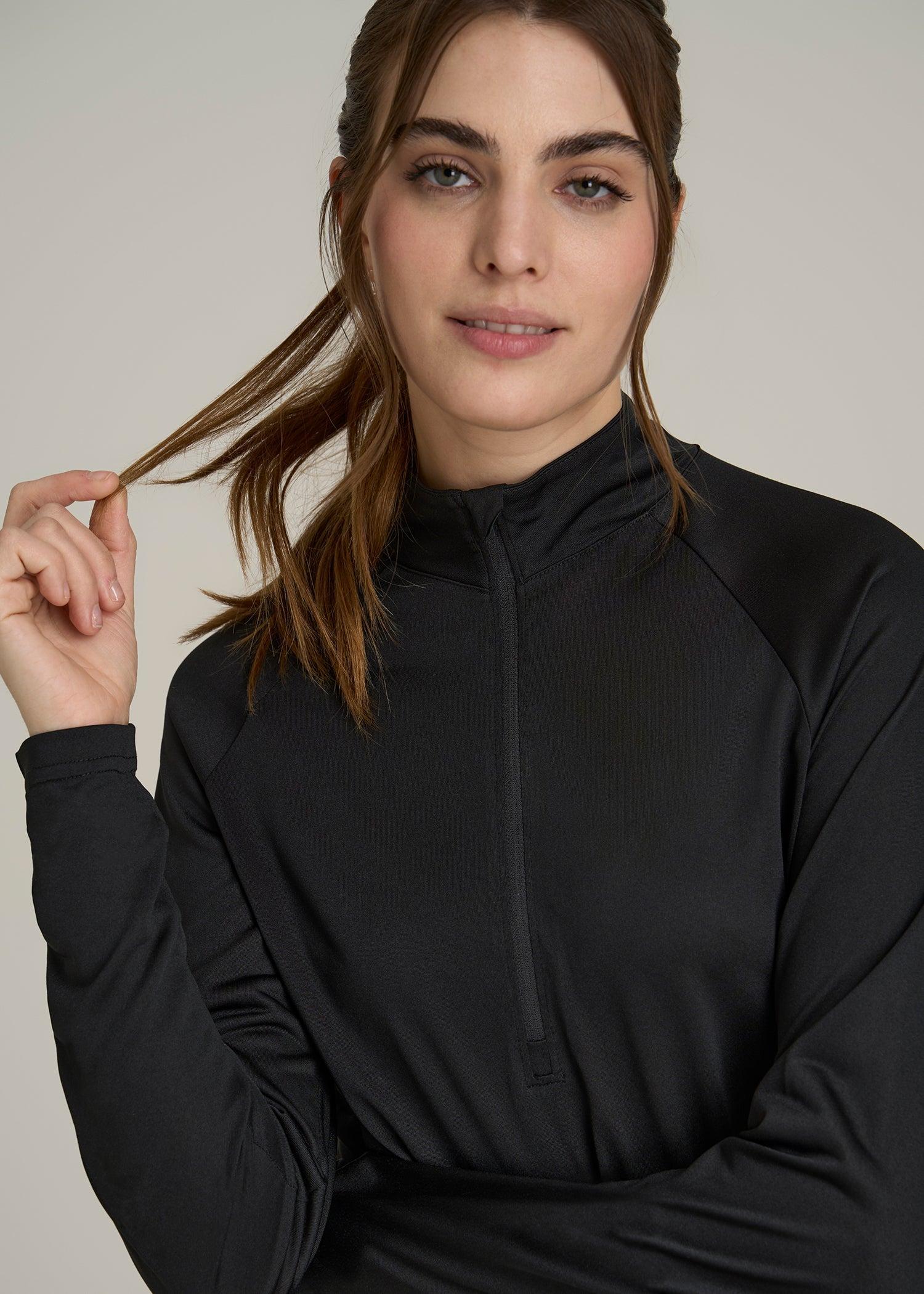 Long Sleeve Active Half Zip Pullover Tall Women's Jacket in Black Product Image