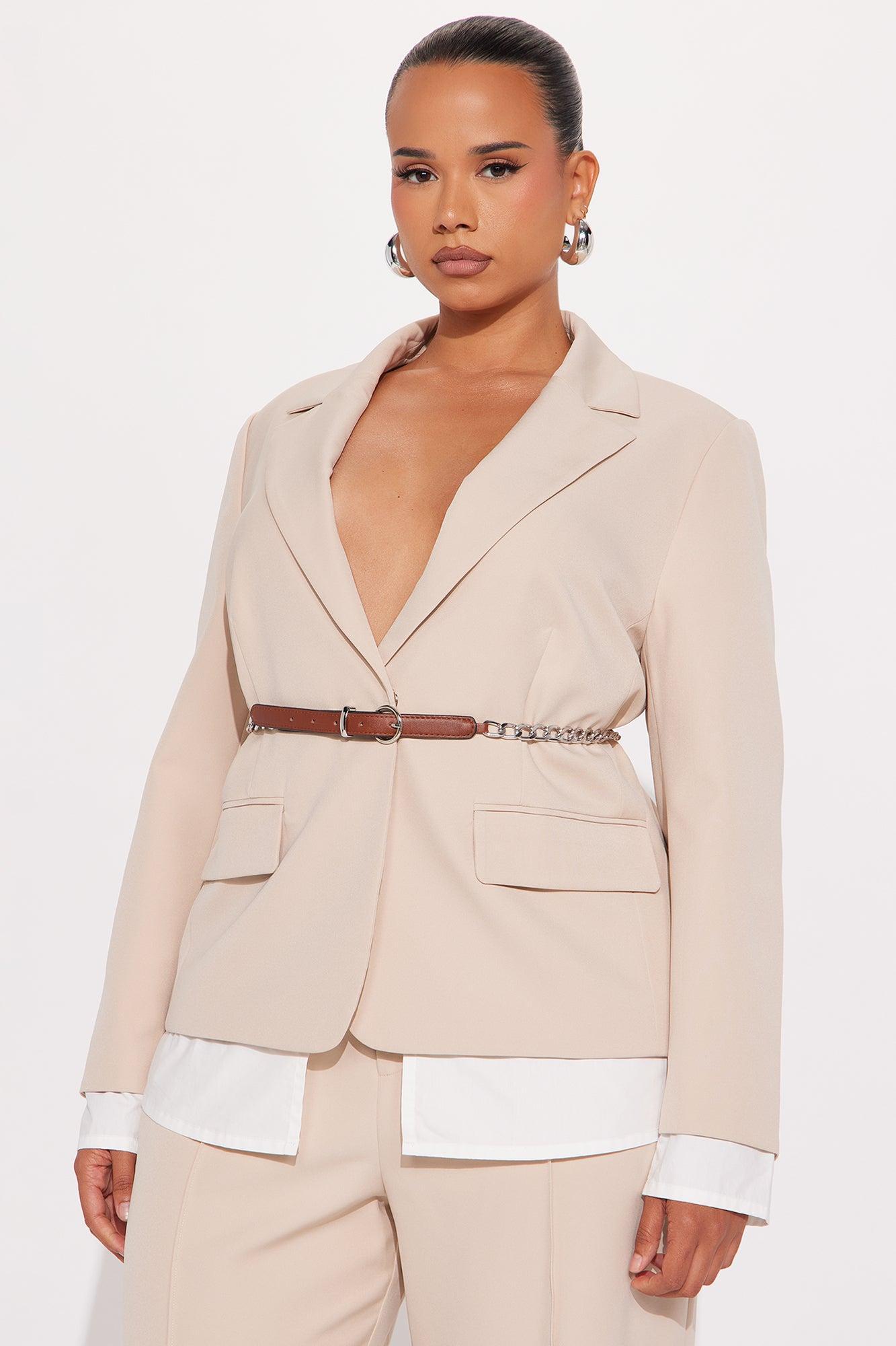 Making Moves Office Pant Set - Beige Product Image