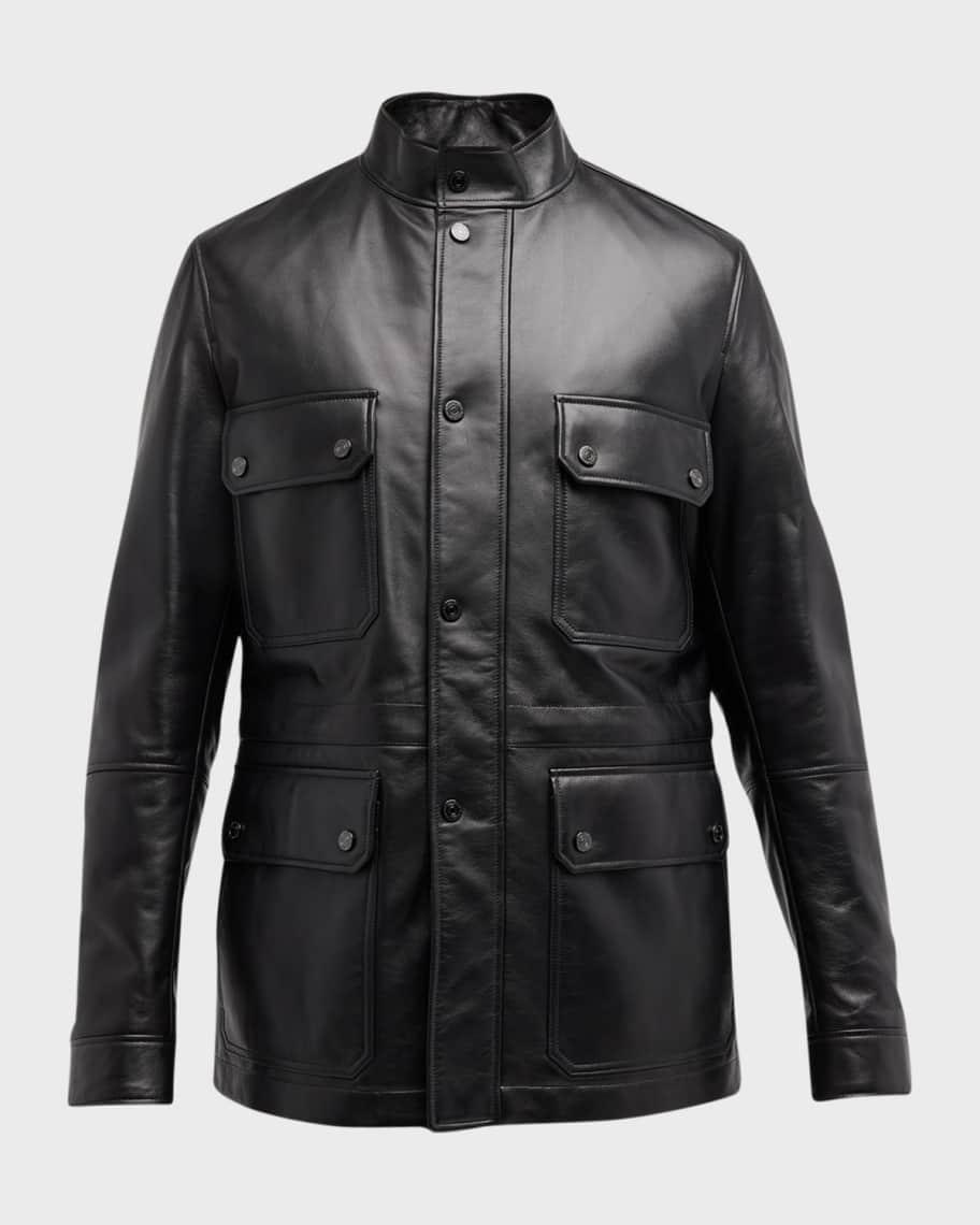 Mens Leather Field Jacket Product Image