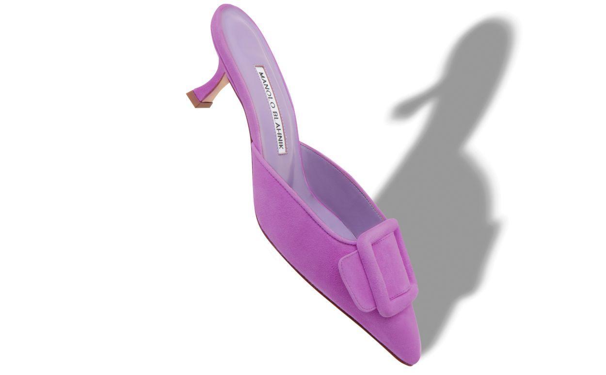 MAYSALE Purple Suede Buckle Detail Mules Product Image