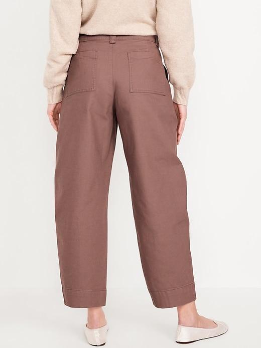 High-Waisted Canvas Barrel Ankle Pants Product Image