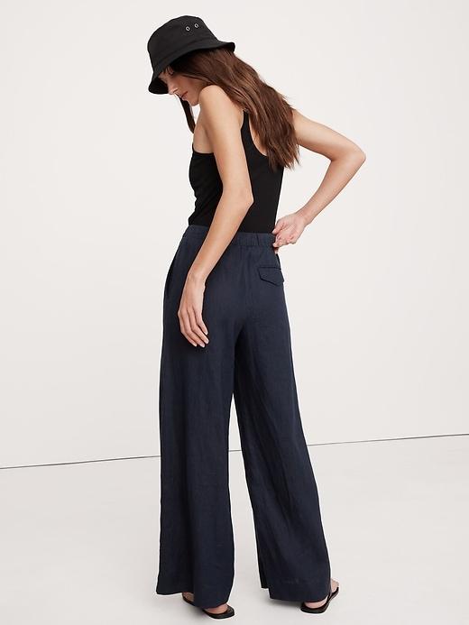 High-Rise Wide-Leg Linen Pull-On Pant Product Image
