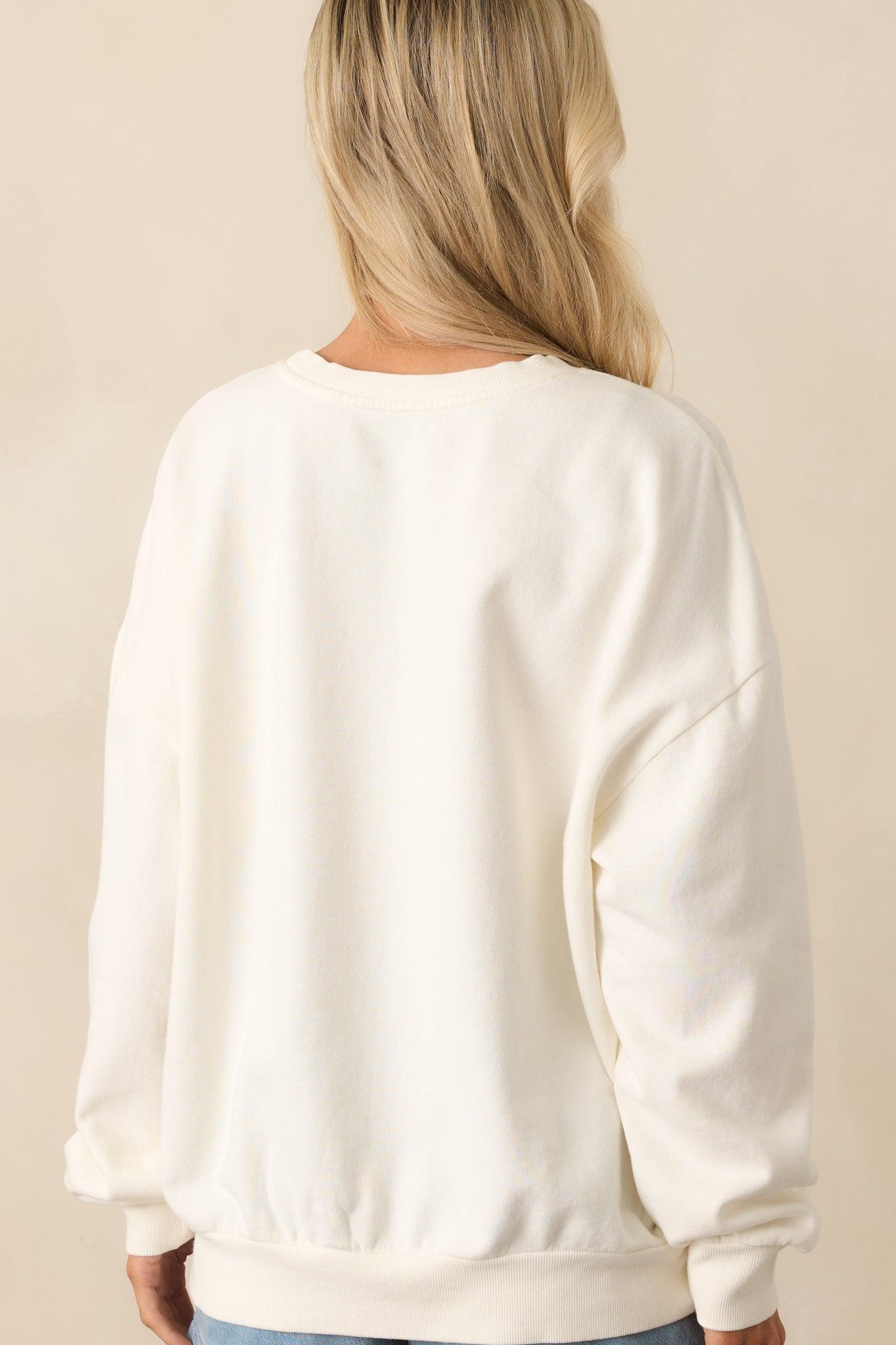 Z Supply Ivory Cotton USA Flag Sunday Sweatshirt Product Image