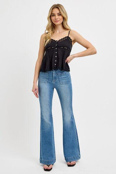 RISEN Front Patch Pocket Women's Flare Jeans Product Image