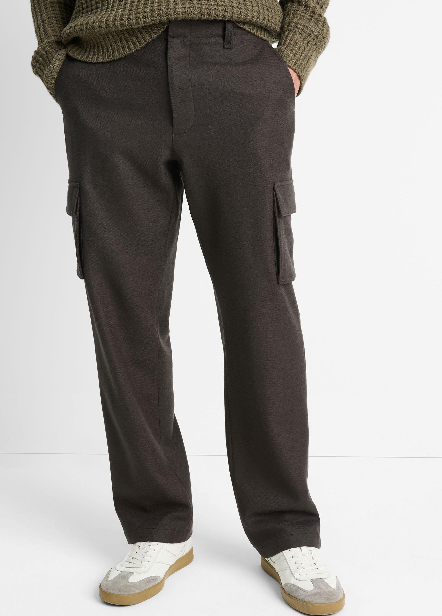 Mens Italian Wool-Blend Flannel Cargo Pant, Carbon, Size 36 Vince Product Image
