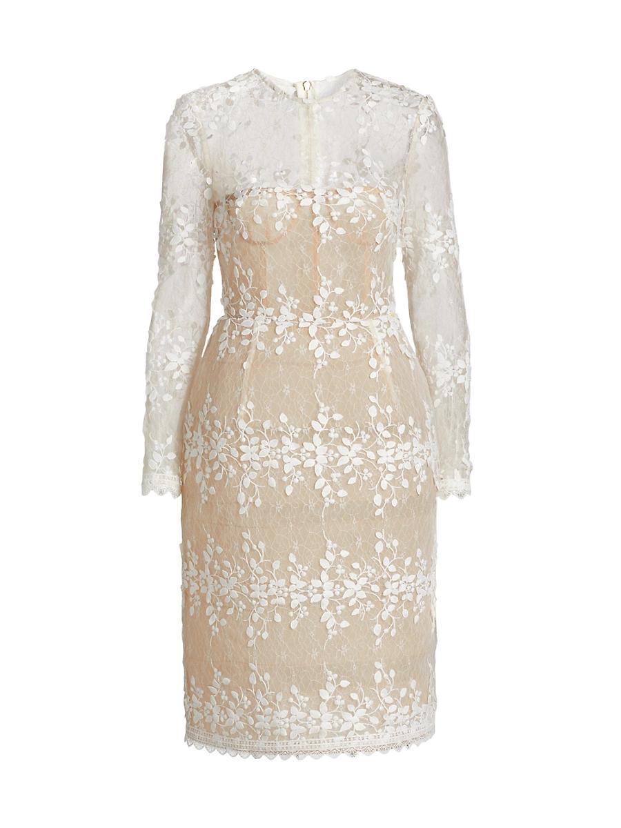 Womens Masey Embroidered Lace Long-Sleeve Midi-Dress Product Image