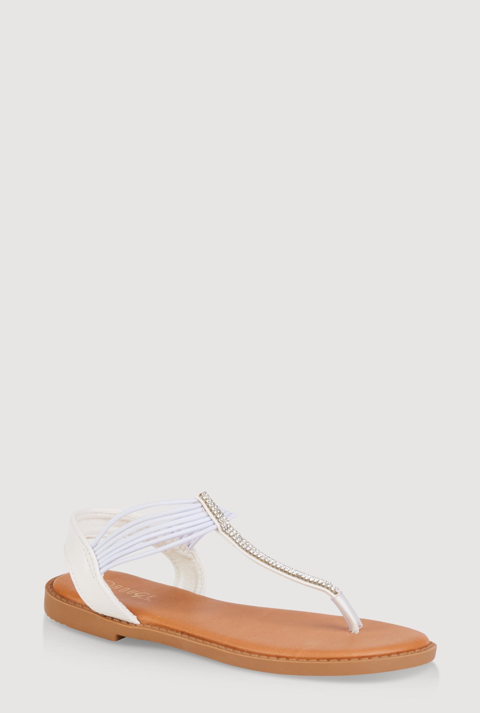Womens Girls Corded Rhinestone Studded Thong Sandals Product Image