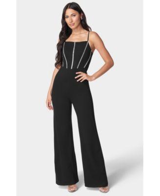 Bebe Womens Embellished Corset Jumpsuit - Black Product Image