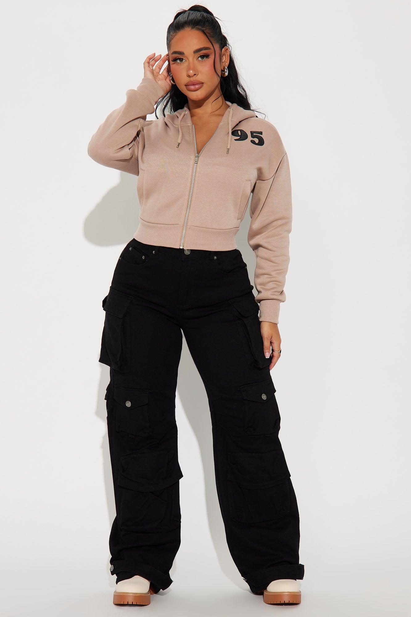 Brooklyn Leather Patch Zip Hoodie - Mocha Product Image