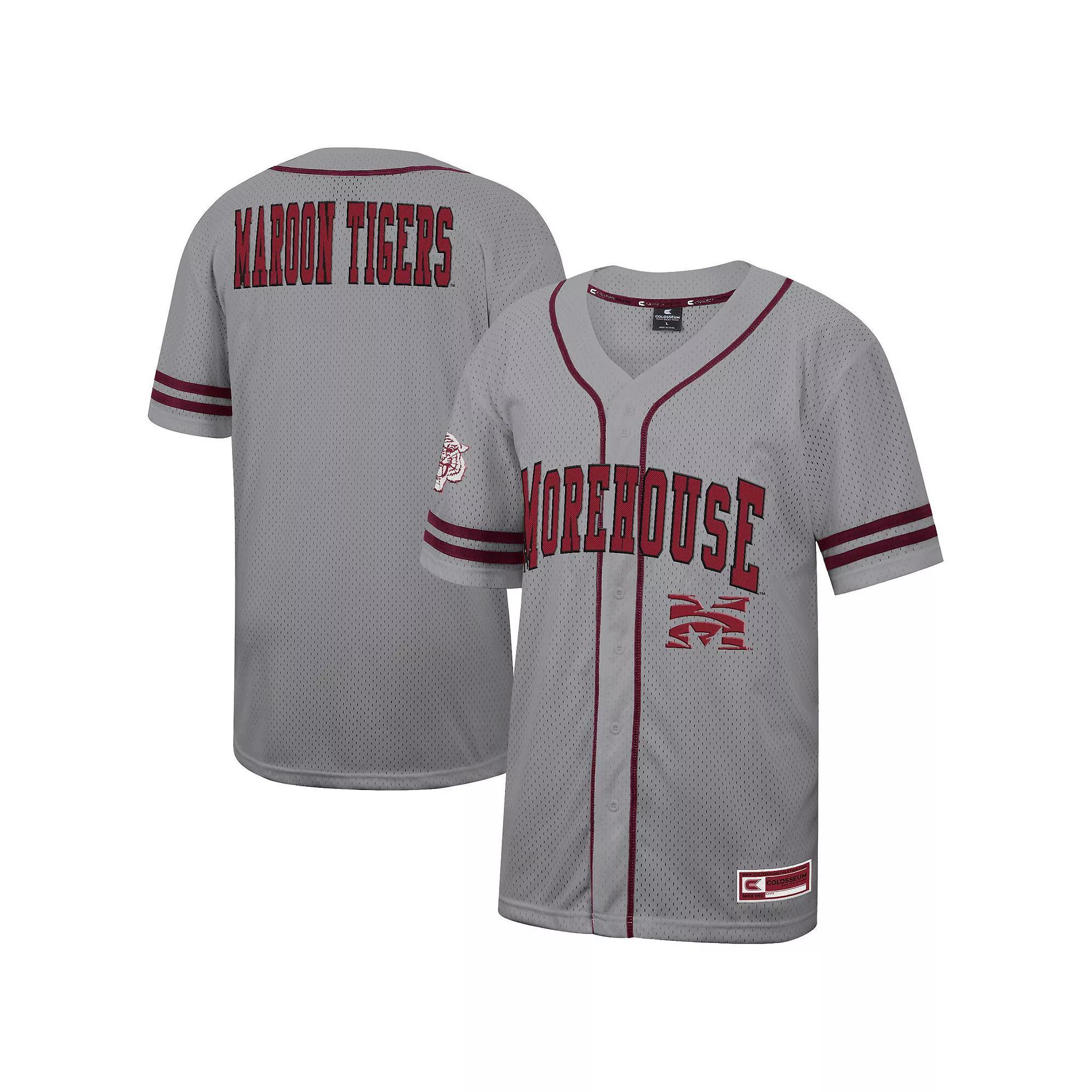 Men's Colosseum Gray Morehouse Maroon Tigers Free Spirited Baseball Jersey, Size: 2XL, Nc2 Grey Product Image