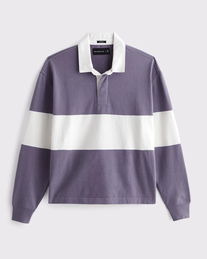 Long-Sleeve Cropped Rugby Polo Product Image