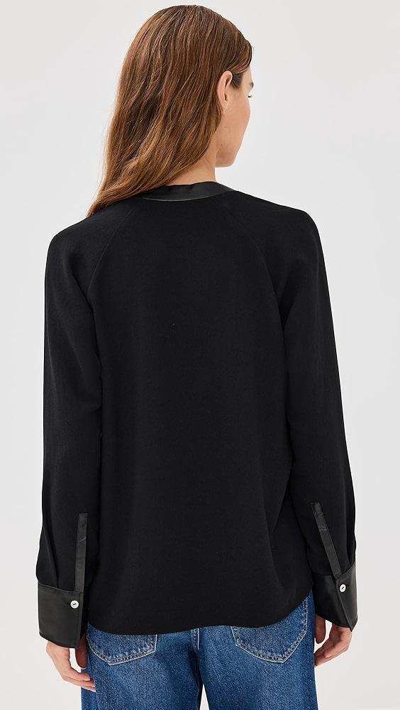Vince Leather Trim Dolman Sleeve Blouse | Shopbop Product Image