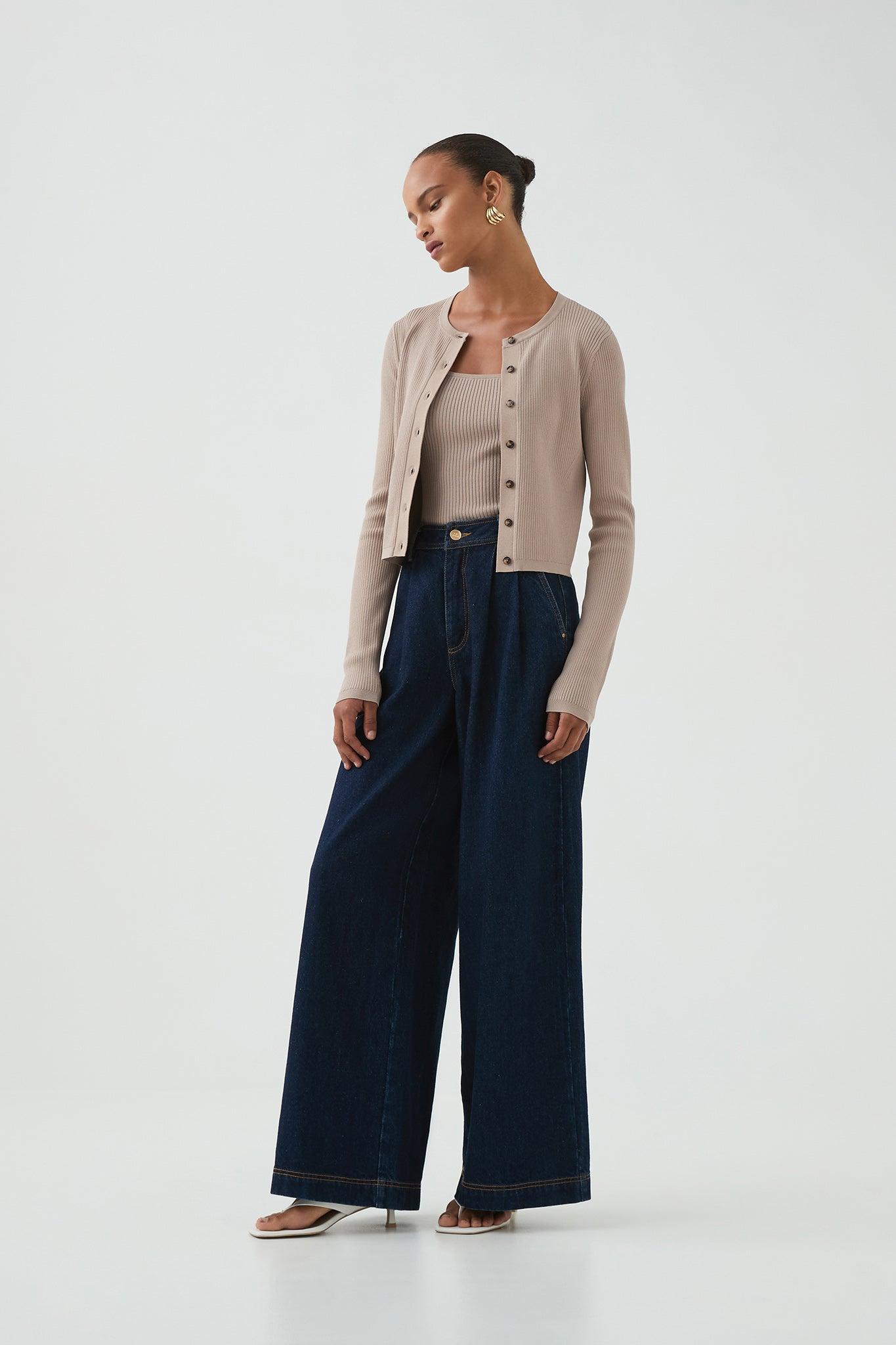 Deia Cropped Knit Cardigan Product Image