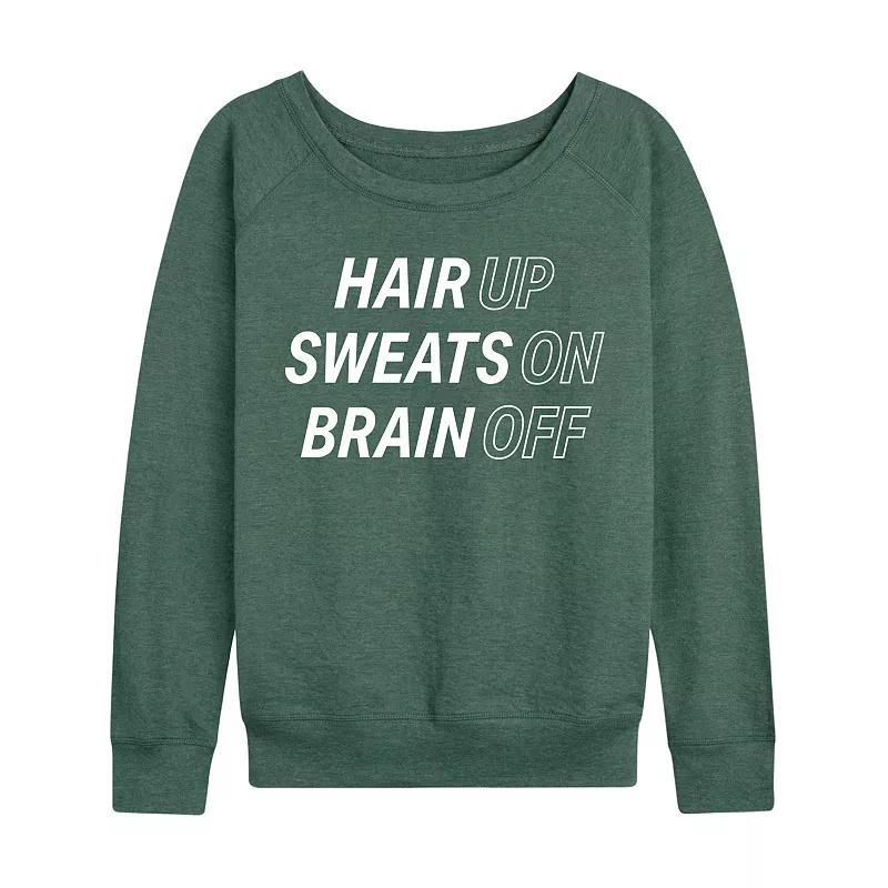Womens Hair Up Sweats On Brain Off French Terry Long Sleeve Tee, Girls Grey Juniper Product Image