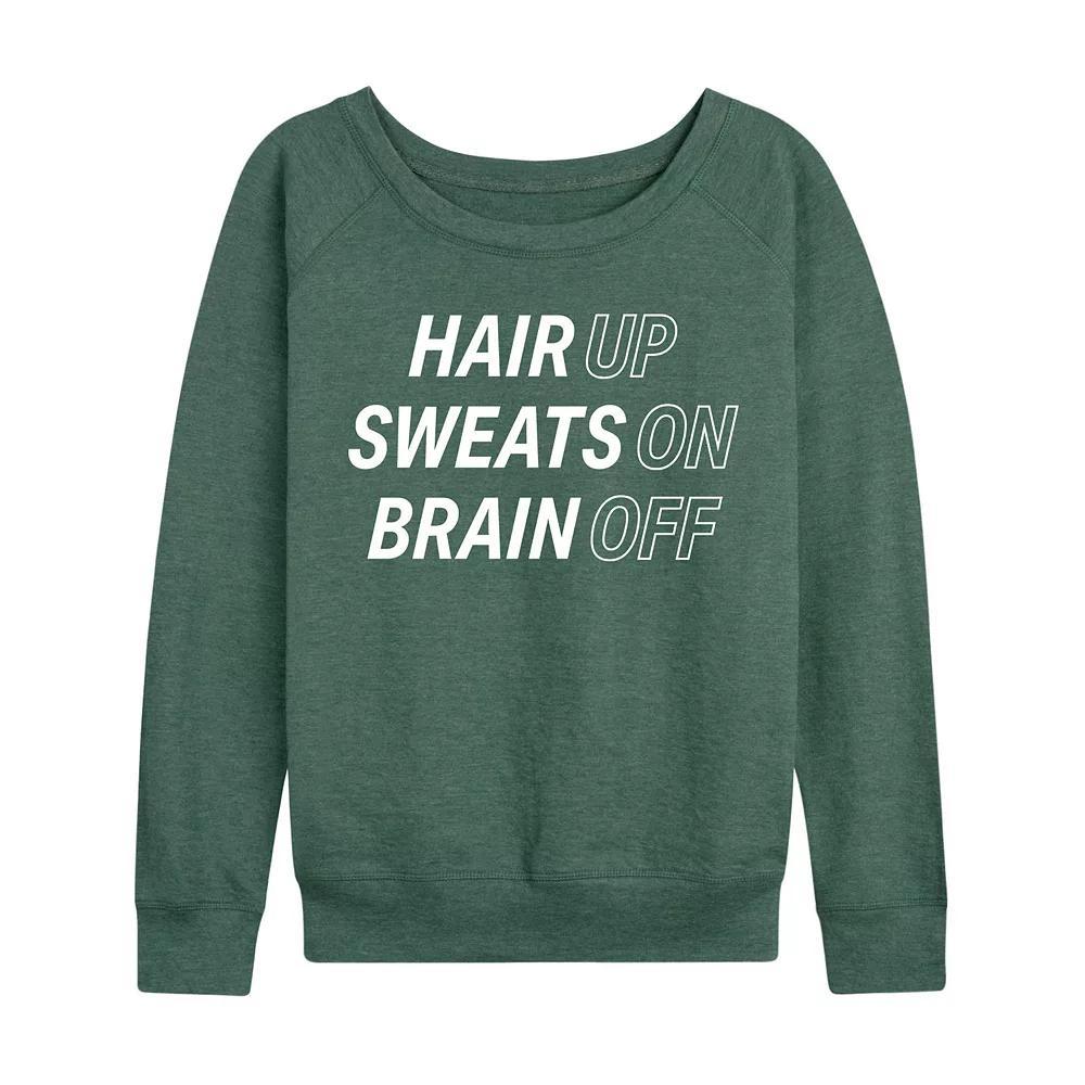 Womens Hair Up Sweats On Brain Off French Terry Long Sleeve Tee, Girls Grey Juniper Product Image
