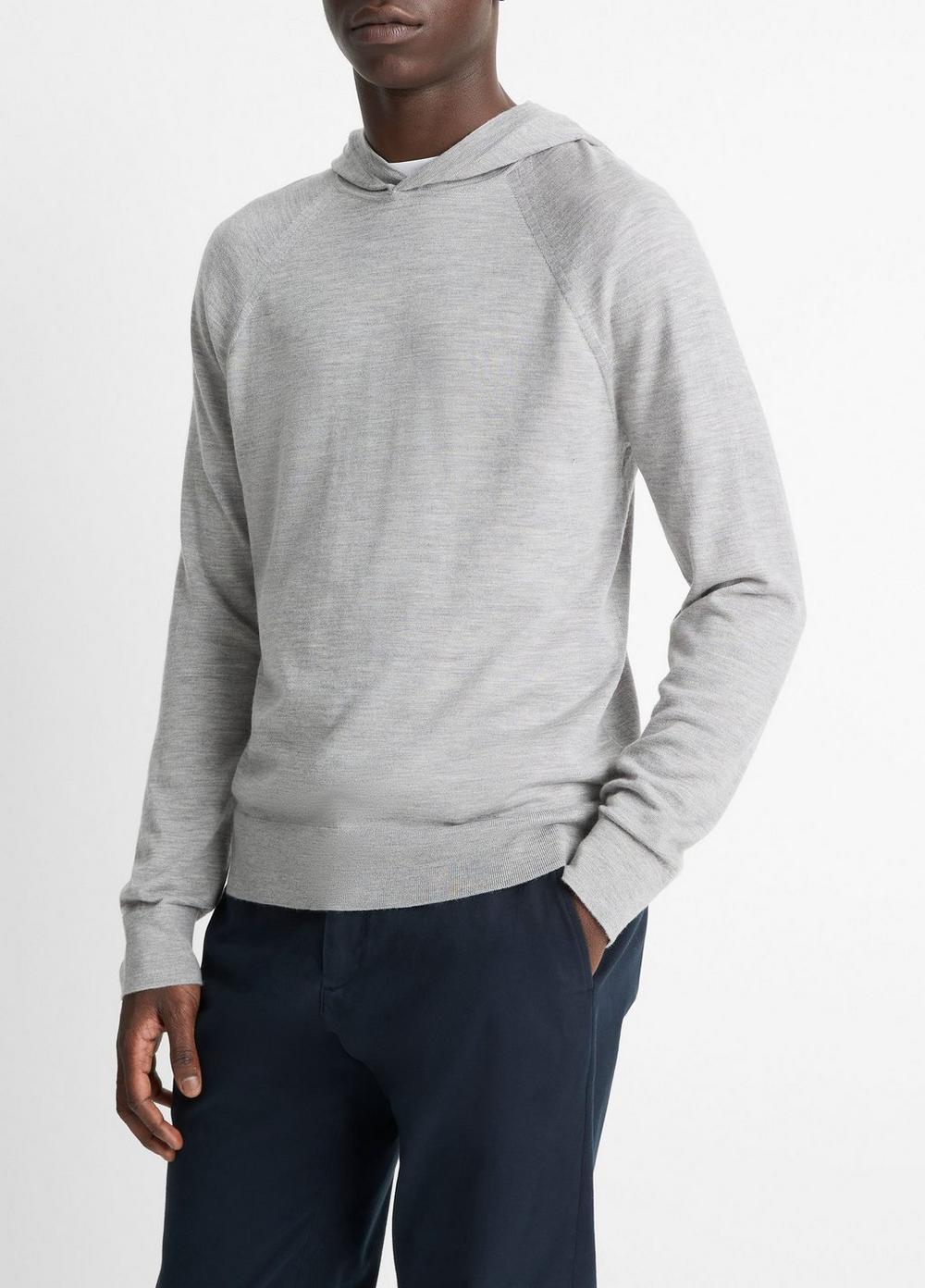 Mens Featherweight Merino Wool-Cashmere Hoodie, Heather Grey, Size L Vince Product Image