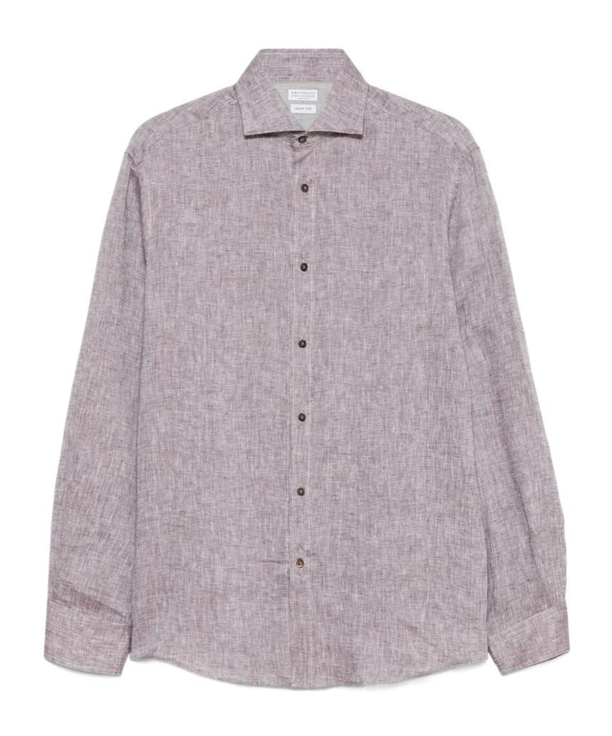 BRUNELLO CUCINELLI Linen Shirt In Brown Product Image