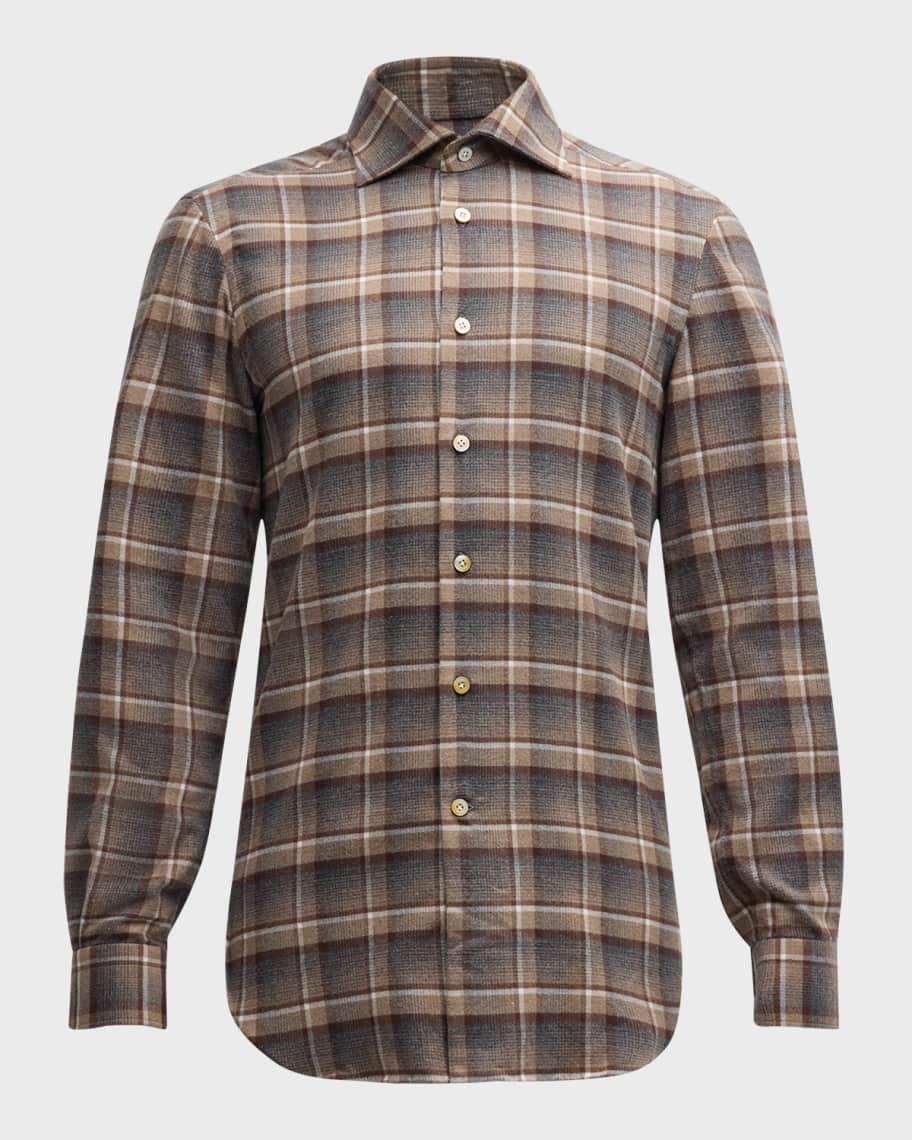 Mens Flannel Plaid Casual Button-Down Shirt Product Image
