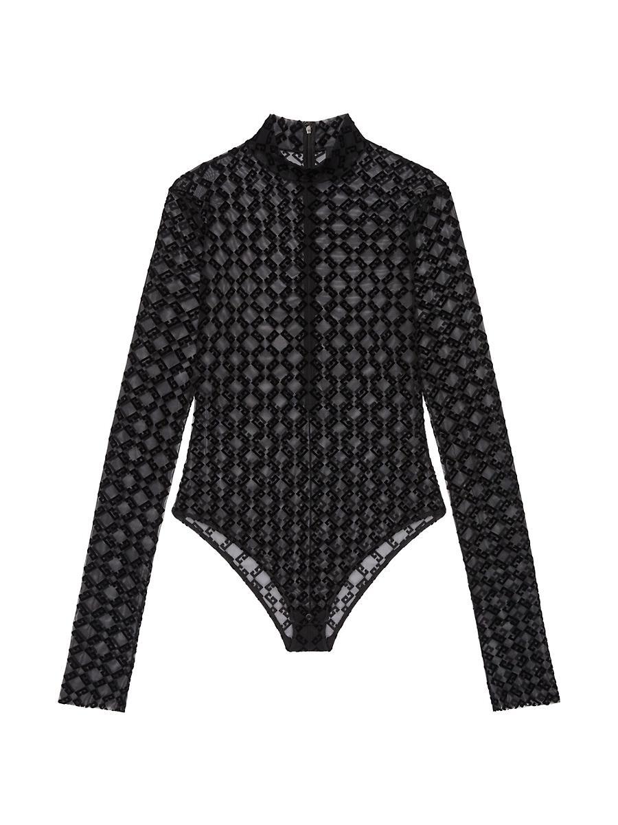 Womens Bodysuit in Monogram Tulle Product Image