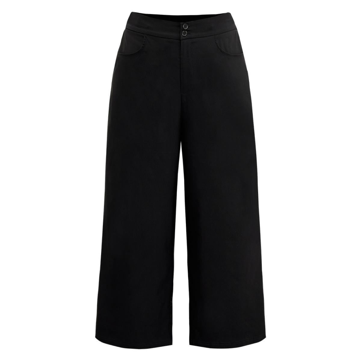 Plus Size Solid Straight Leg High Rise Pants Women ArmyGreen Elegant Straight Leg High Rise Dailywear Pants BloomChic 10/M Product Image