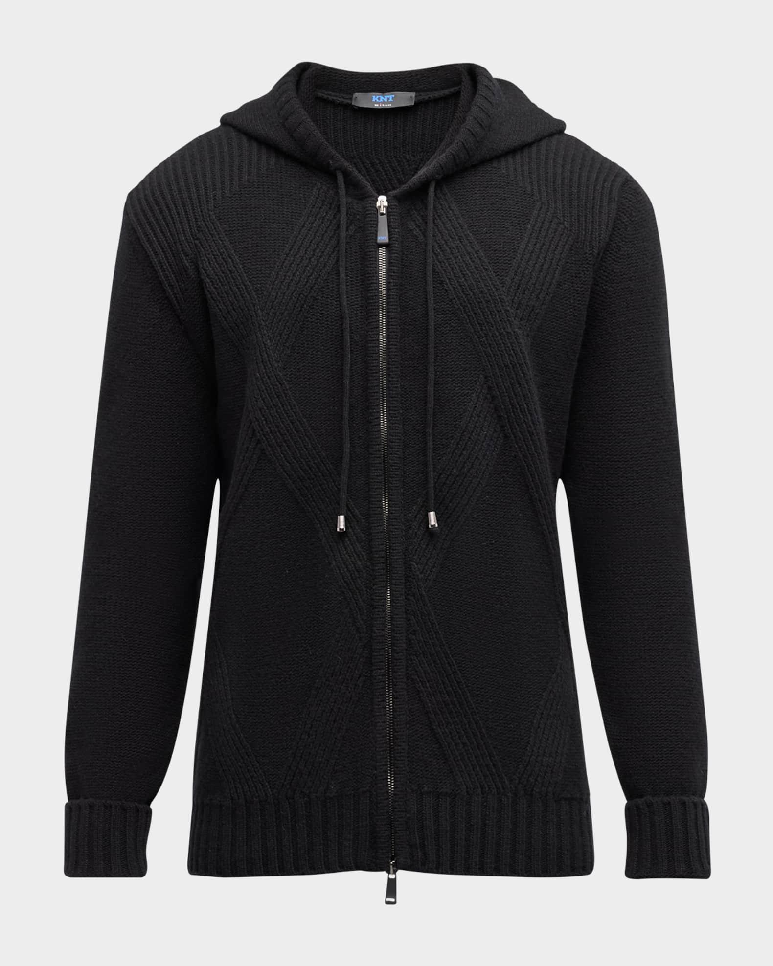 Men's Wool Argyle Jacquard Hooded Full-Zip Sweater Product Image