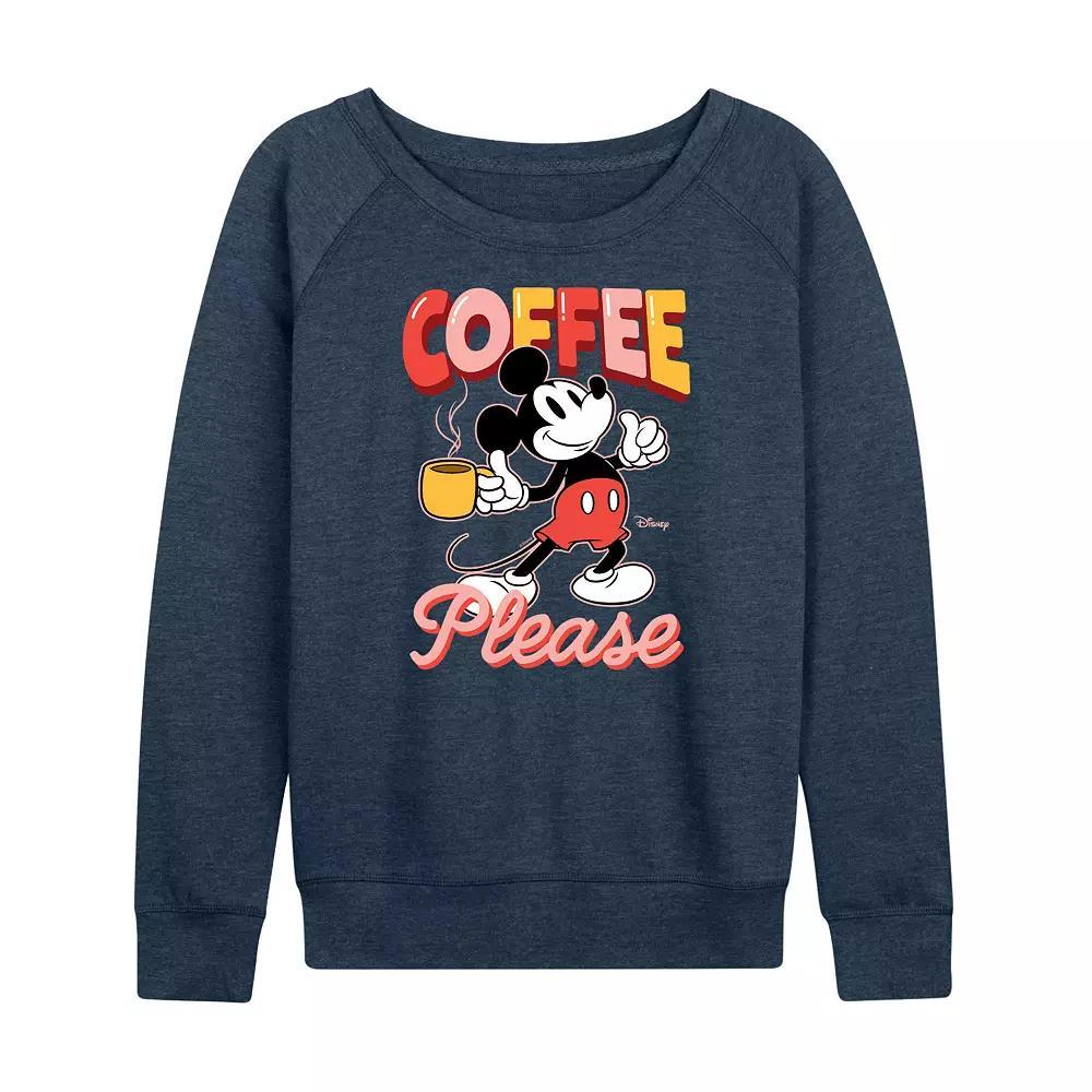 Disney's Mickey Mouse Women's Coffee Please French Terry Long Sleeve Tee, Girl's, Size: XL, Grey Blue Product Image