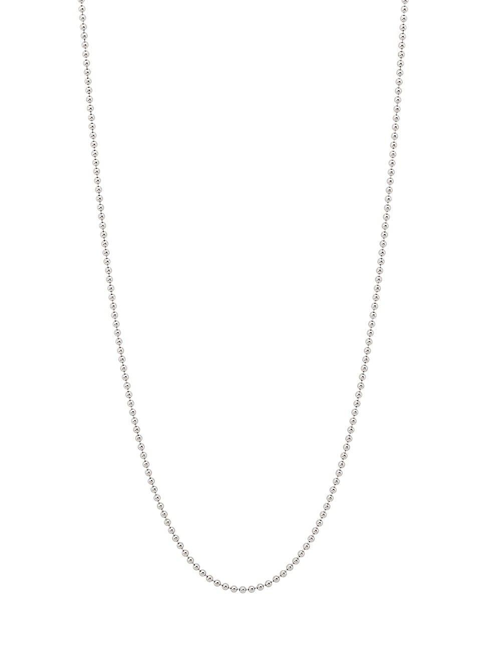 Womens 14K White Gold Bead Chain Necklace Product Image