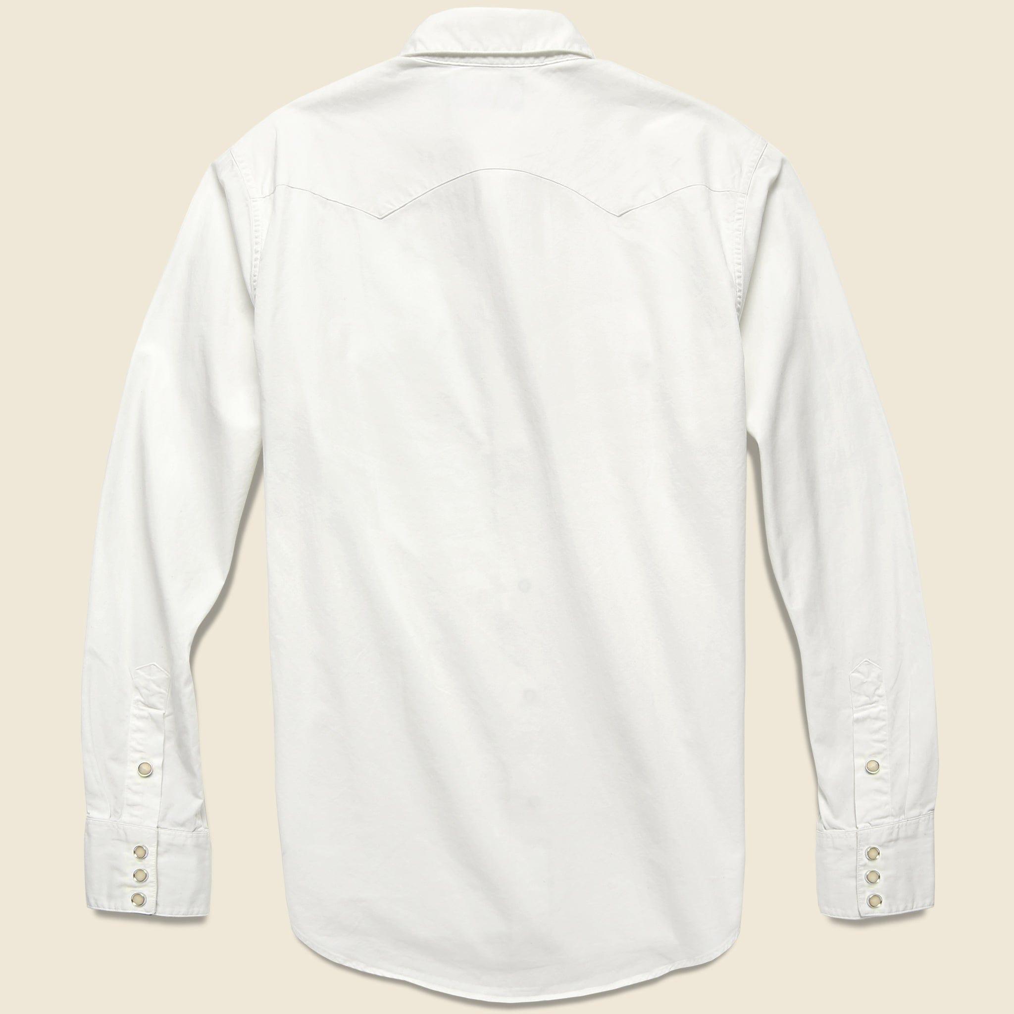 Slim Fit Twill Western Shirt - White Product Image