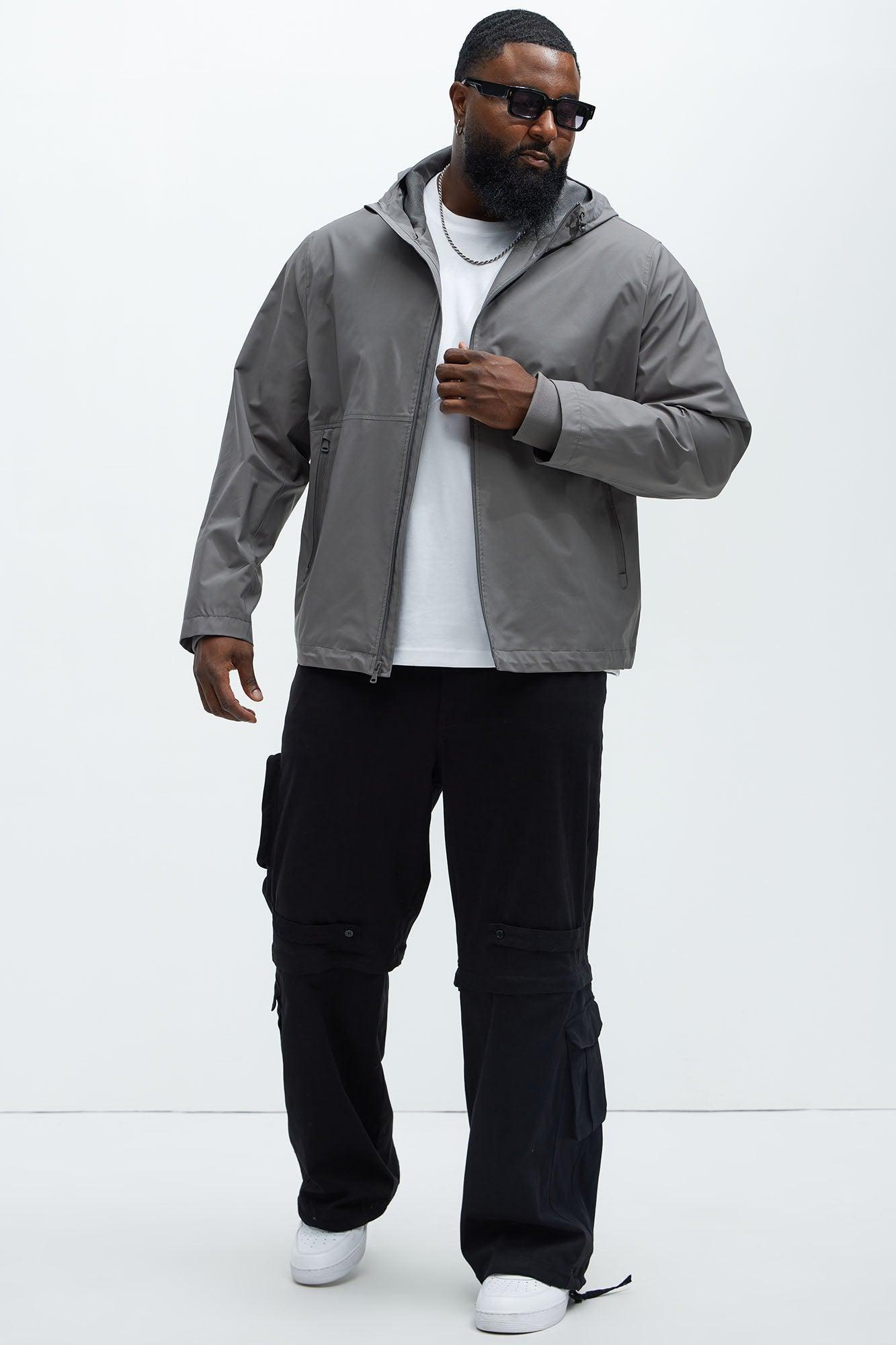 Never Worried Hooded Tech Jacket - Grey Product Image